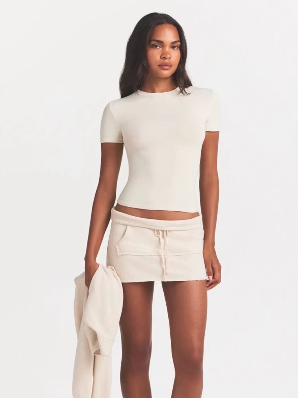 SKIMS Cream Short Sleeve Crewneck Top